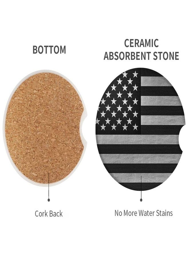 Britimes Car Coasters for Drinks Absorbent, 2 Pack Cup Holders, 2.56" Ceramic Stone & Non-Scratch Cork Base Coasters Cupholder, Auto Accessories for Women & Men, American Gray Your Grey America - Image 2